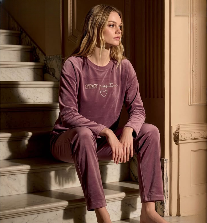 Dusty Rose Velvet Pajama Set