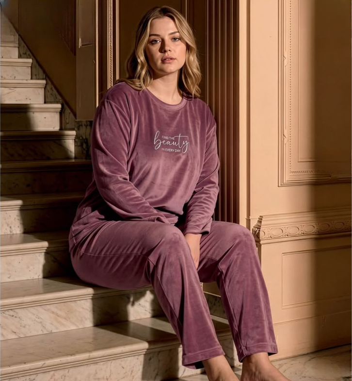 Mauve Velvet Pajama Set